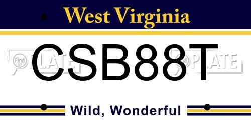 CSB88T West Virginia License Plate