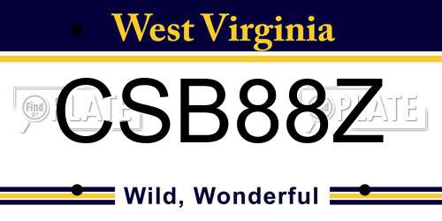CSB88Z West Virginia License Plate