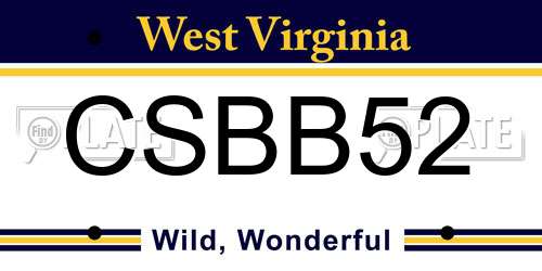 CSBB52 West Virginia License Plate