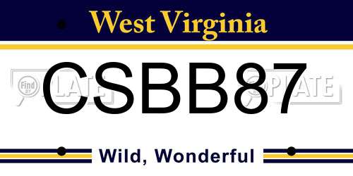 CSBB87 West Virginia License Plate