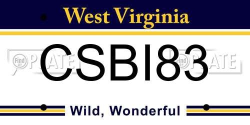 CSBI83 West Virginia License Plate