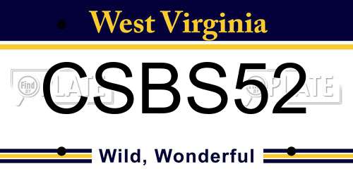 CSBS52 West Virginia License Plate