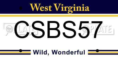 CSBS57 West Virginia License Plate