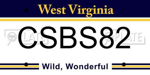 CSBS82 West Virginia License Plate
