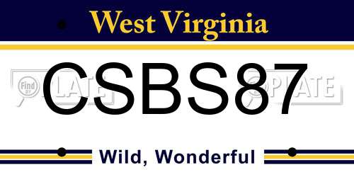 CSBS87 West Virginia License Plate