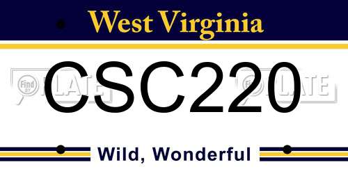 CSC220 West Virginia License Plate