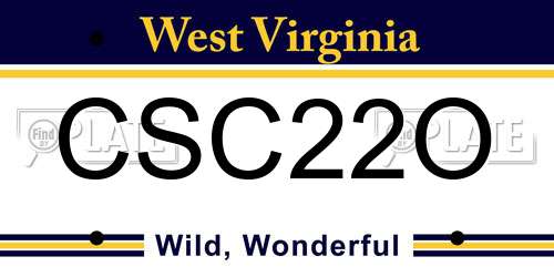 CSC22O West Virginia License Plate