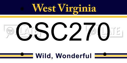 CSC270 West Virginia License Plate