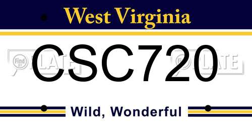 CSC720 West Virginia License Plate