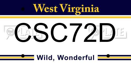 CSC72D West Virginia License Plate