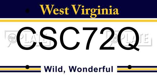 CSC72Q West Virginia License Plate