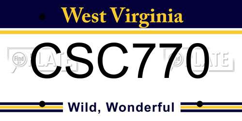CSC770 West Virginia License Plate