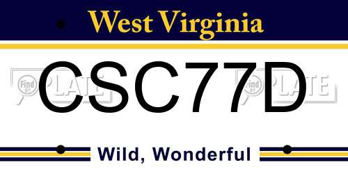 CSC77D West Virginia License Plate