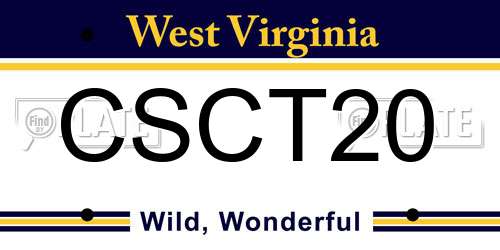 CSCT20 West Virginia License Plate