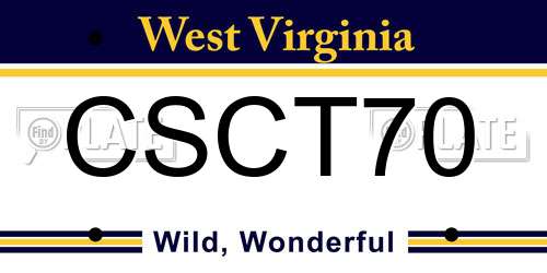 CSCT70 West Virginia License Plate