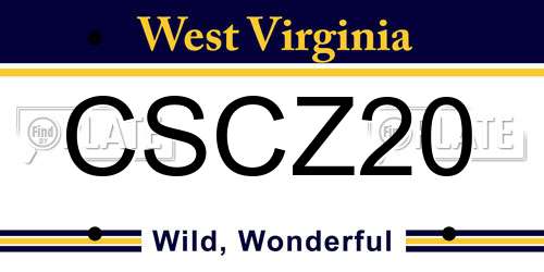 CSCZ20 West Virginia License Plate