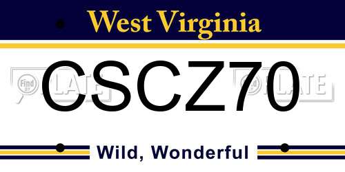 CSCZ70 West Virginia License Plate