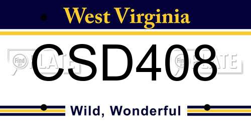 CSD408 West Virginia License Plate