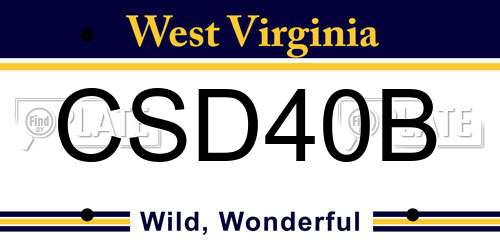CSD40B West Virginia License Plate