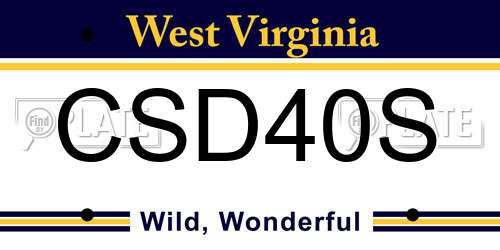 CSD40S West Virginia License Plate