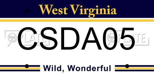 CSDA05 West Virginia License Plate