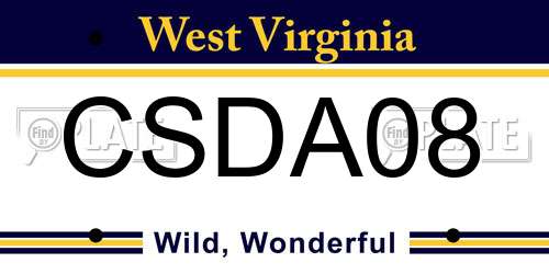 CSDA08 West Virginia License Plate