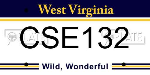 CSE132 West Virginia License Plate