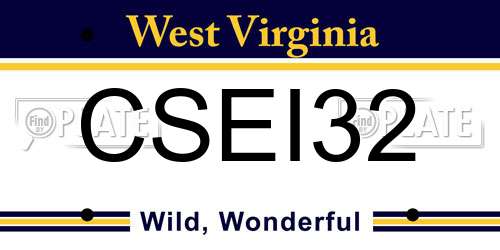 CSEI32 West Virginia License Plate