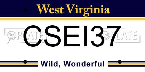 CSEI37 West Virginia License Plate