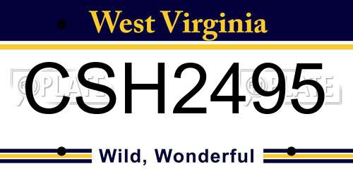 CSH2495 West Virginia License Plate