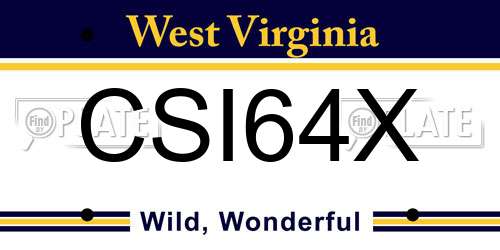 CSI64X West Virginia License Plate