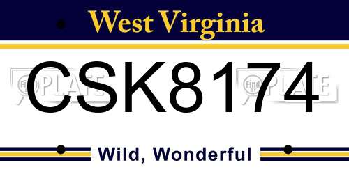 CSK8174 West Virginia License Plate