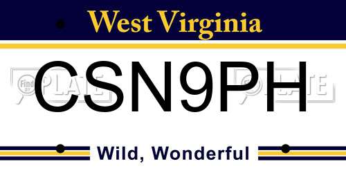 CSN9PH West Virginia License Plate