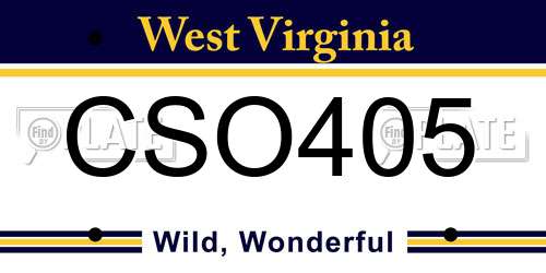CSO405 West Virginia License Plate