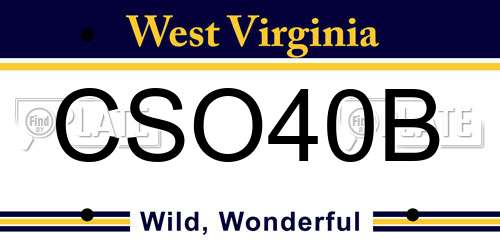 CSO40B West Virginia License Plate
