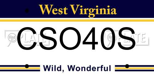 CSO40S West Virginia License Plate