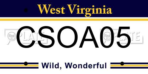 CSOA05 West Virginia License Plate