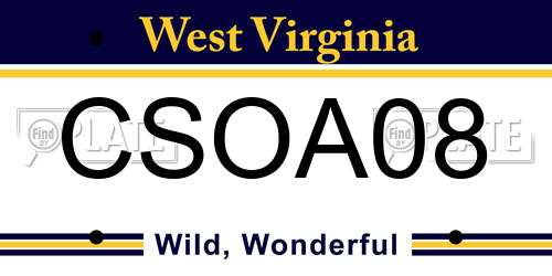 CSOA08 West Virginia License Plate