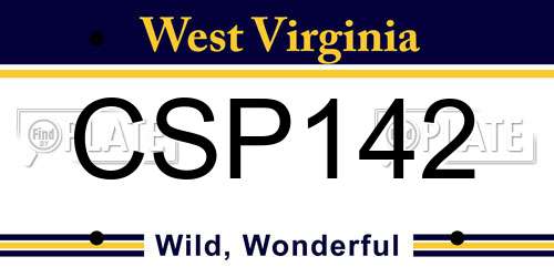 CSP142 West Virginia License Plate