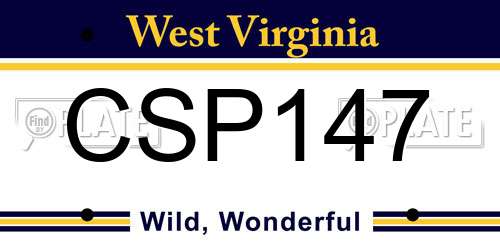 CSP147 West Virginia License Plate