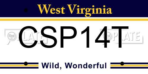 CSP14T West Virginia License Plate