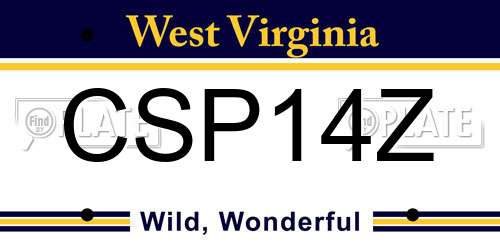 CSP14Z West Virginia License Plate