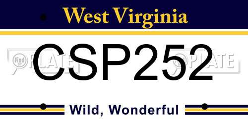 CSP252 West Virginia License Plate