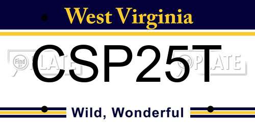 CSP25T West Virginia License Plate
