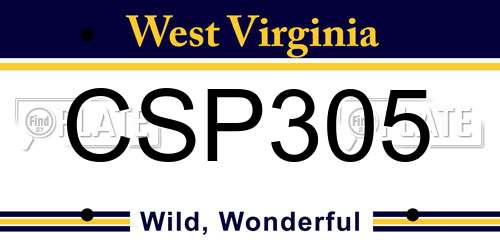 CSP305 West Virginia License Plate