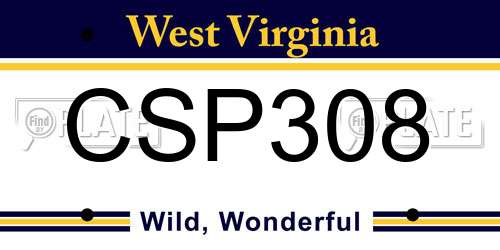 CSP308 West Virginia License Plate