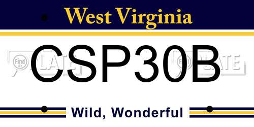 CSP30B West Virginia License Plate