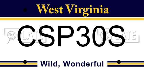 CSP30S West Virginia License Plate