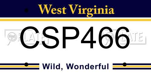 CSP466 West Virginia License Plate