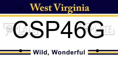 CSP46G West Virginia License Plate